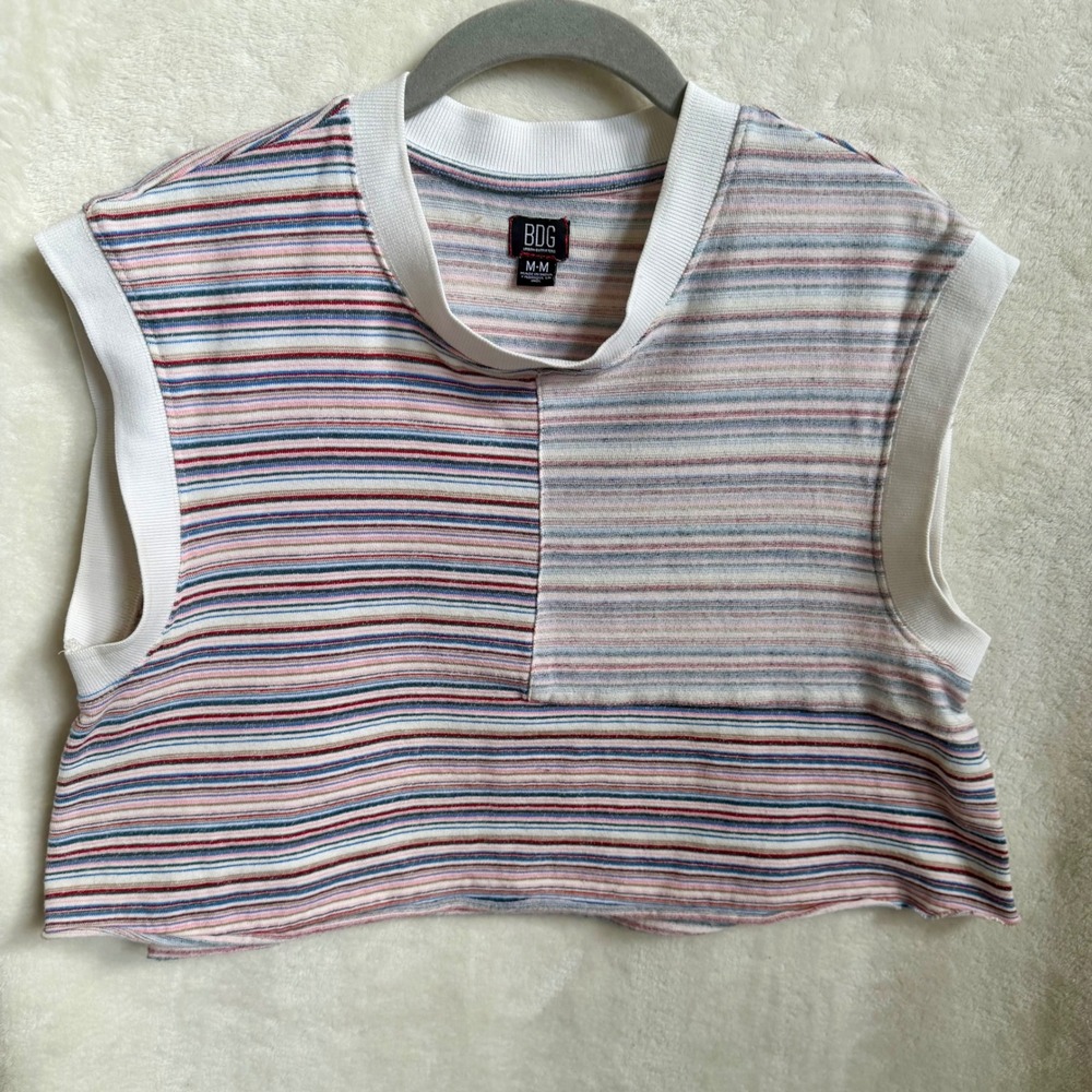 BDG Urban Outfitters Striped Colorblock Sleeveless Crop Top Cotton Sz M